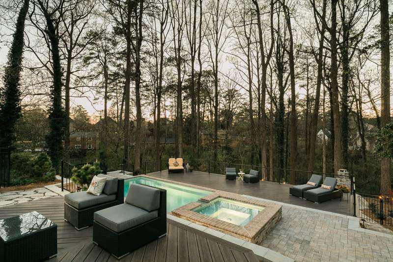Wood deck built next to a pool in Atlanta
