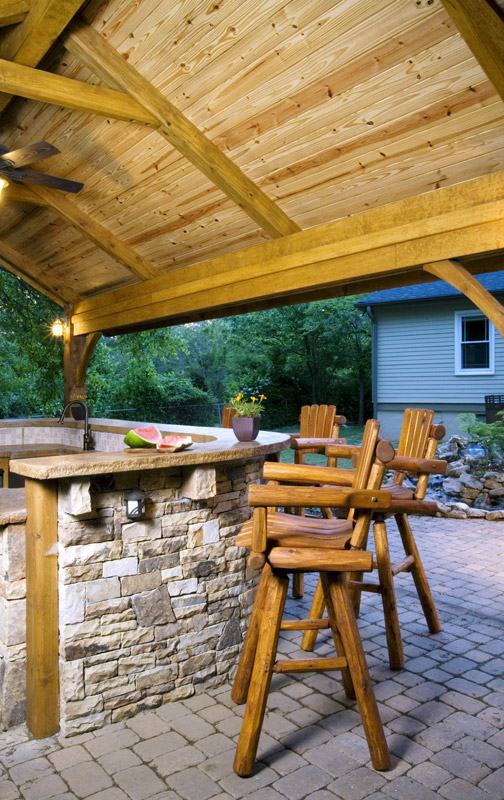 A wooden outdoor kitchen project in Atlanta