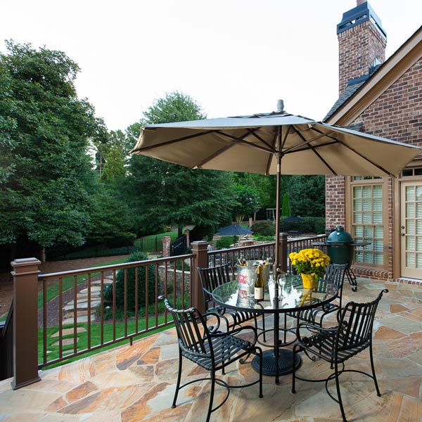 Freshly Installed Stone Patio with Outdoor Seating Arrangement