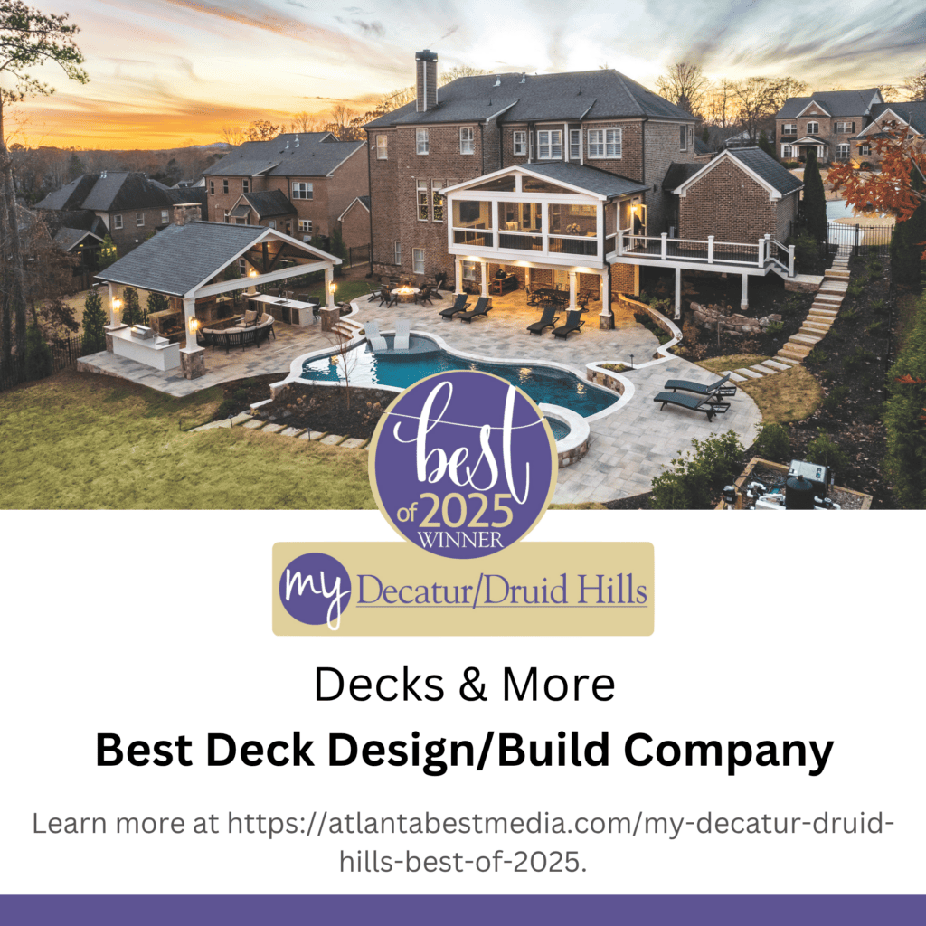 Logo showcasing Decks & More as a leading Atlanta, GA, deck builder serving Decatur and Druid Hills