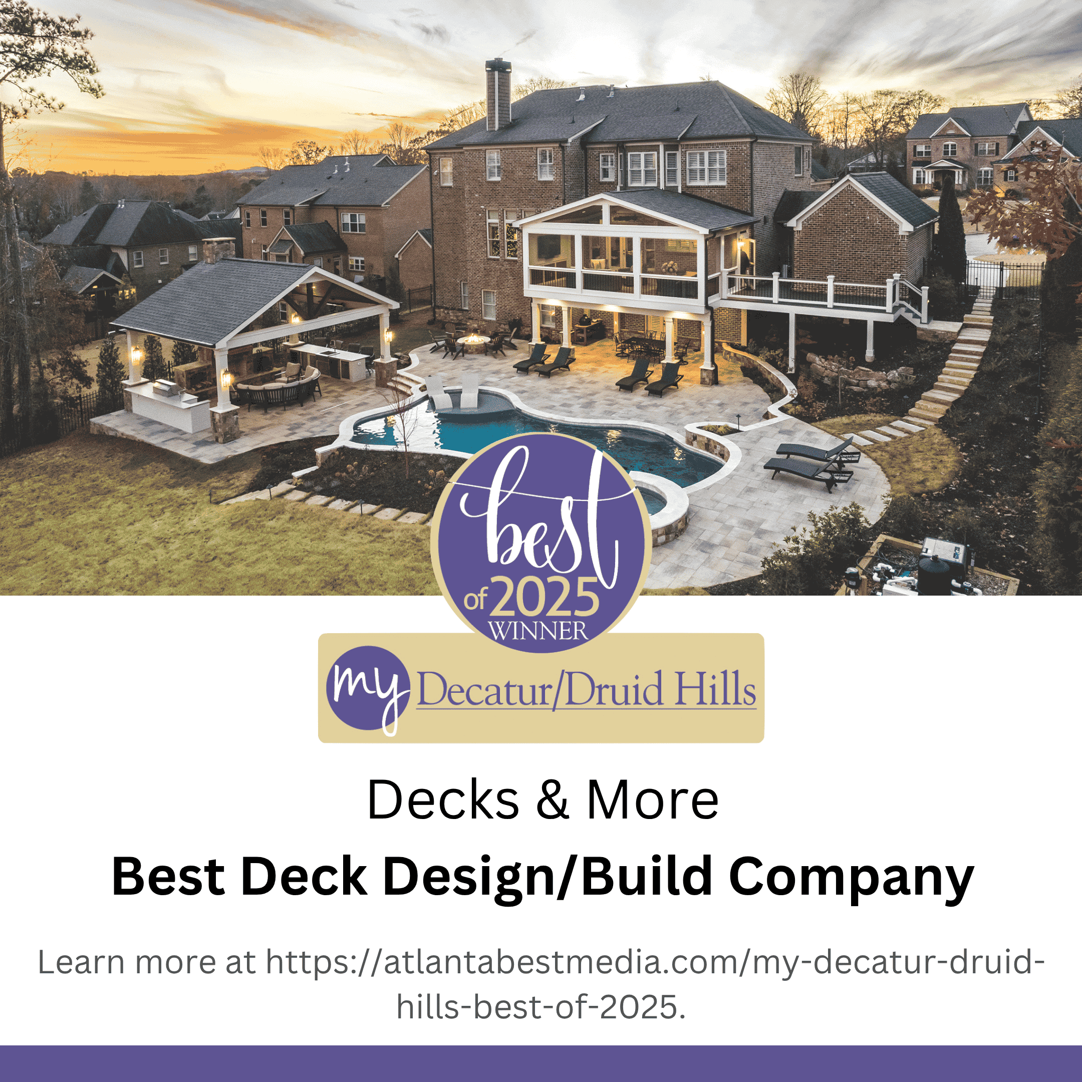 Logo showcasing Decks & More as Atlanta’s top homeowner‑voted deck builder 