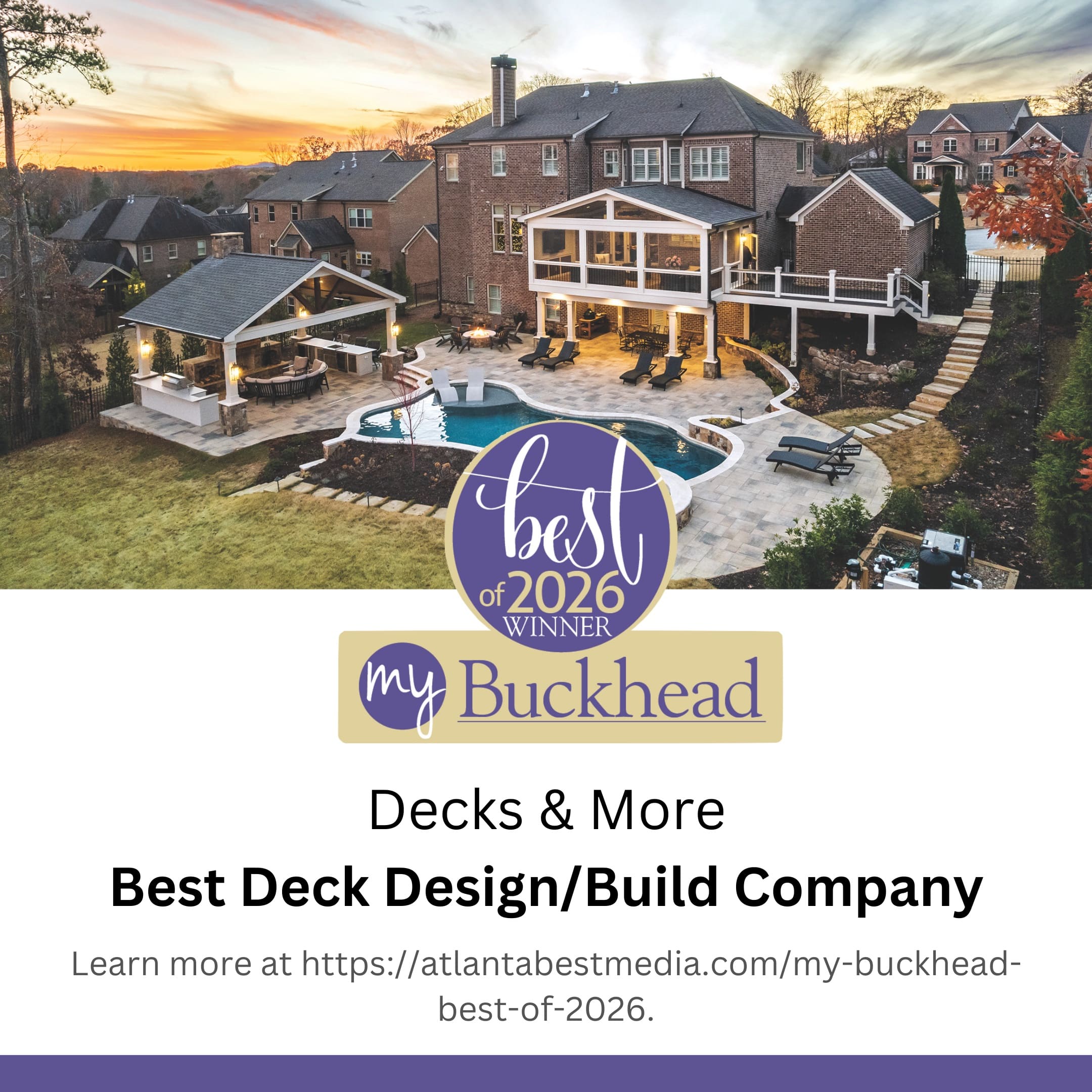 Promotional image for Decks & More shows expertise in deck design & construction in Atlanta, GA.